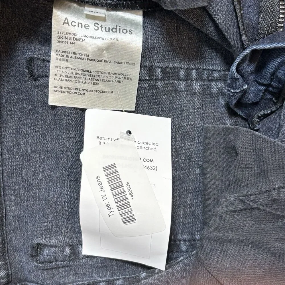 Acne Studios Womens Skin 5 Jeans Size 28 X 27 Skinny Dark Denim Pants‎ Mid Rise